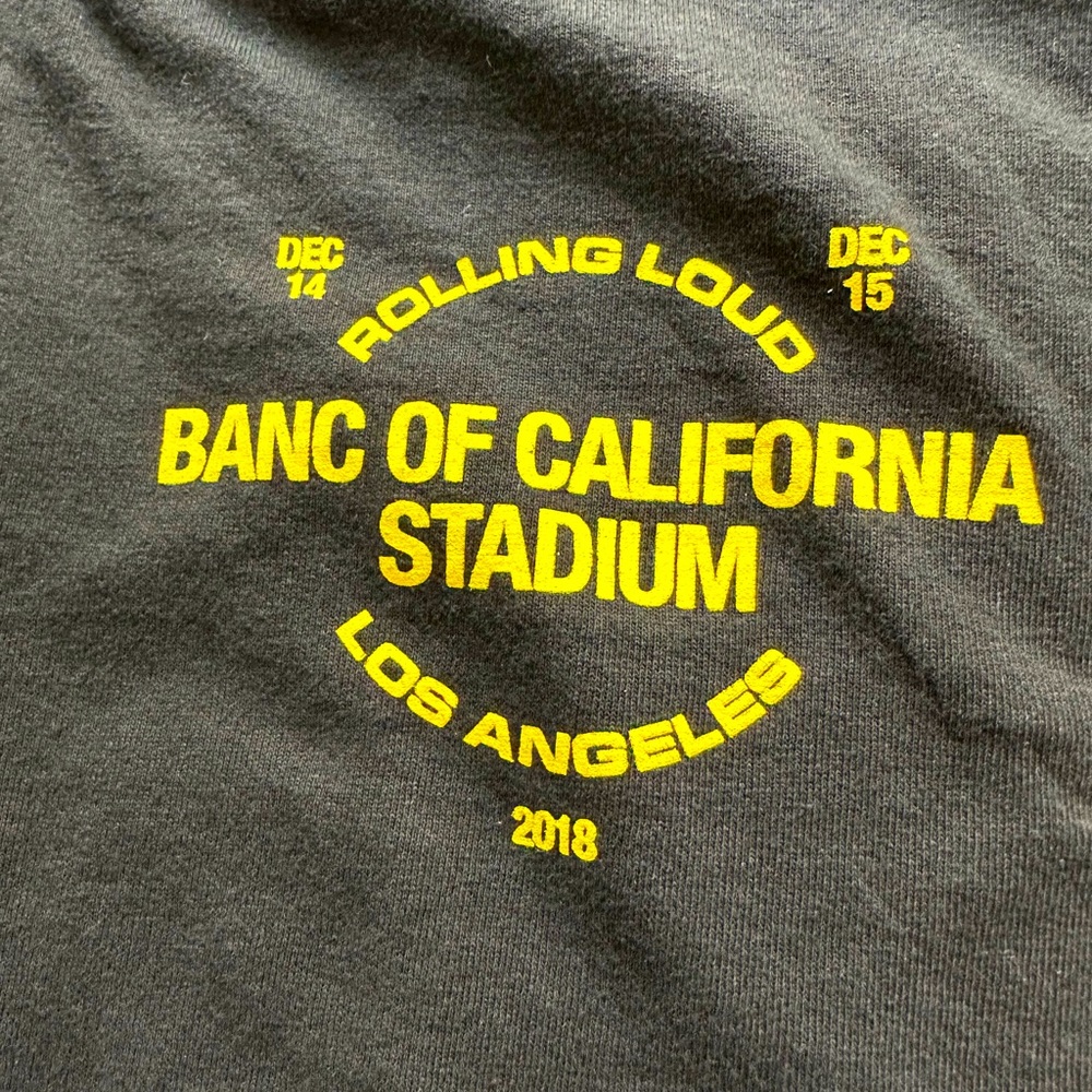 2018, medium, black and yellow, rolling loud T-shirt, California